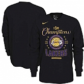 Men's Los Angeles Lakers Nike Black 2020 NBA Finals Champions Locker Room Long Sleeve T-Shirt,baseball caps,new era cap wholesale,wholesale hats